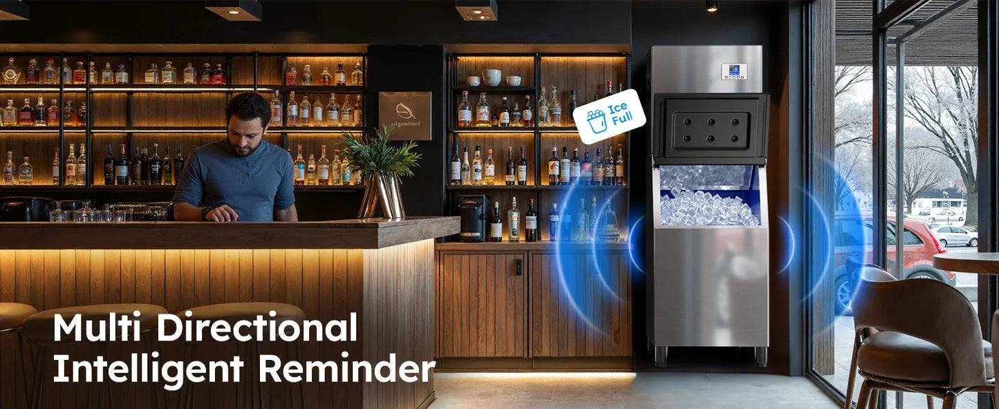Commercial Ice Maker Machine 680LBS/24H, 560LBS Storage Bin, Commercial Ice Machine with Self- Cleaning Industrial Ice Machine