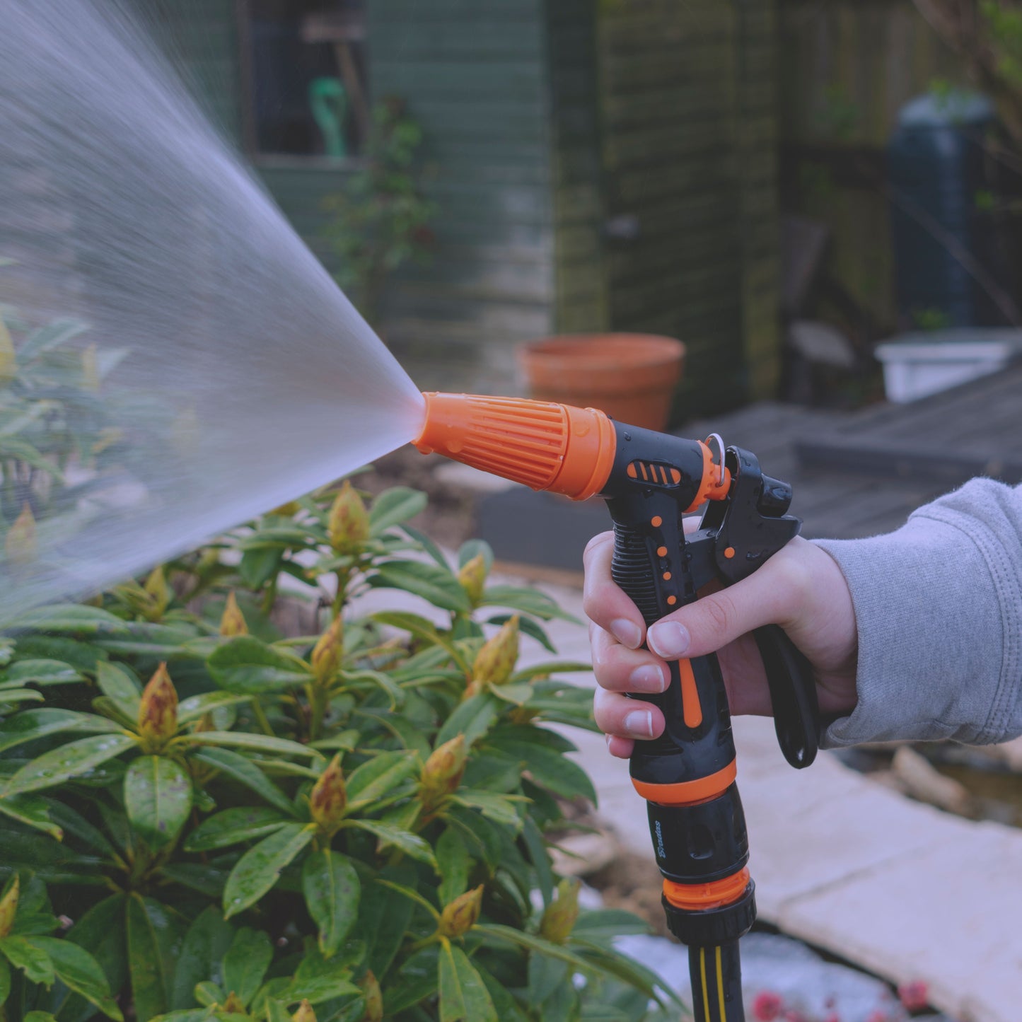 Hose Gun Water Sprayer Adjustable Black Orange Garden Hose Pipe Garden Watering