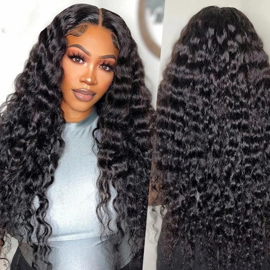 13x6 HD Lace Frontal Wig Transparent Water Wave Human Hair Lace Front Wigs For Women 40 Inch Deep Wave Frontal Curly Wigs
