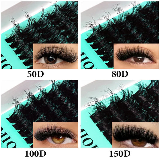 MIOFIA Wispy Thick Lashes Cluster 50D 80D 100D 150D Natural Fluffy False Eyelash Extension Cat Eye Lashes Mixed Tray Makeup