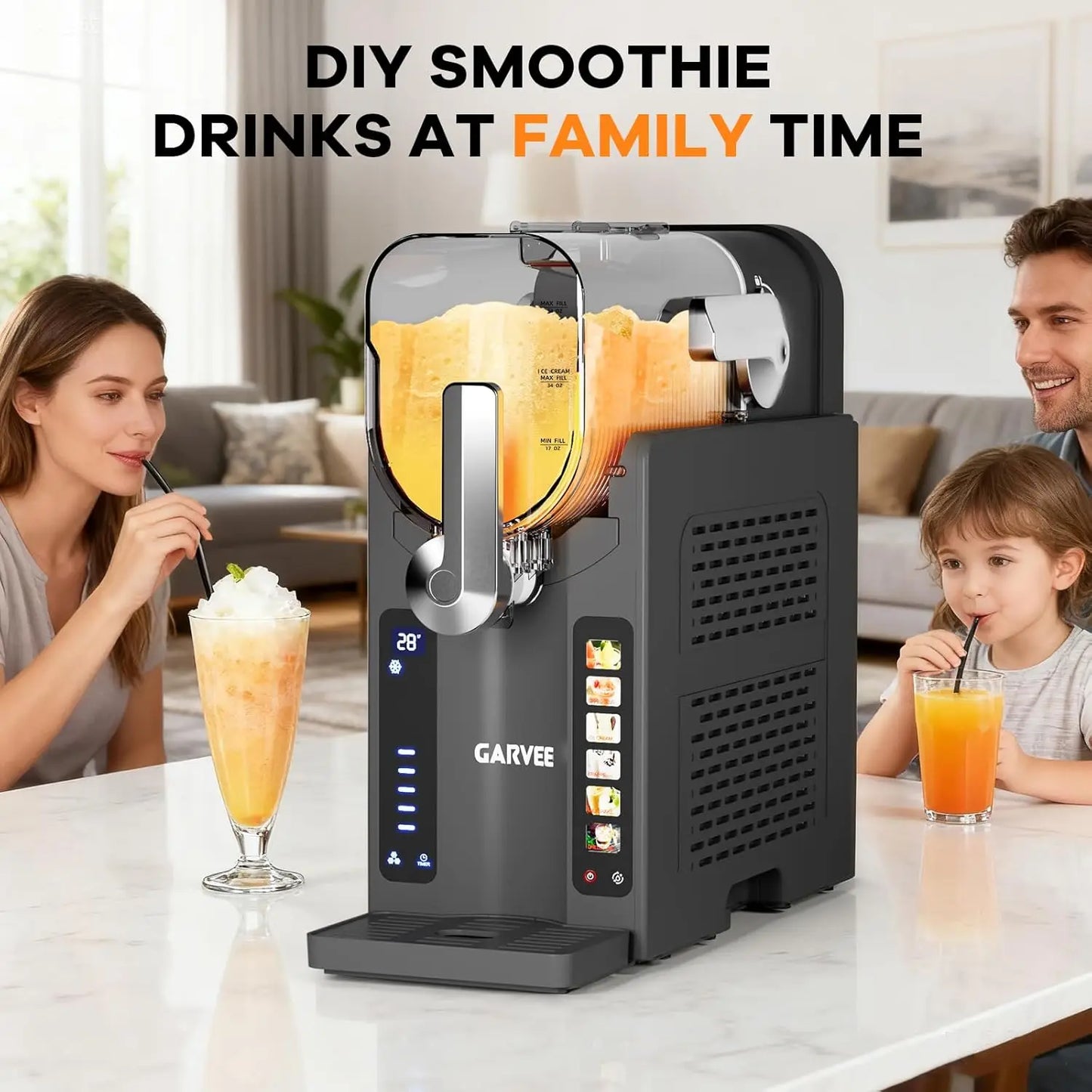 Slushie Machine for Home No Ice Needed,Frozen Drink Maker with LED Display & 6 Pre-Set Programs,Quiet Compressor Slushy Machine