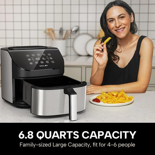 Air Fryer 6.8 Quarts, 10-in-1 Functions, Air Fry, Roast, Bake, Broil, Dehydrate, Large & Compact Air Fryers Nonstick Dishwasher