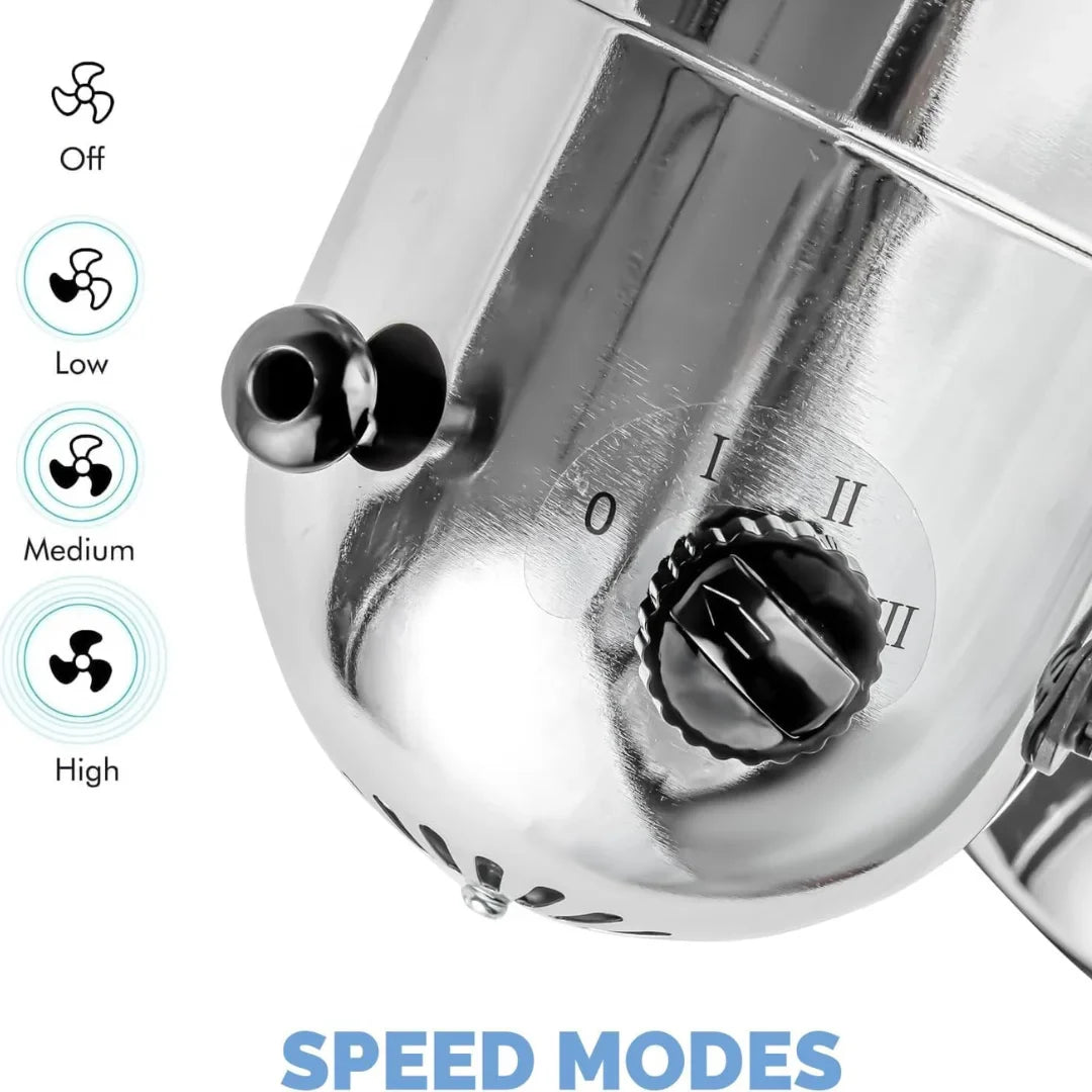Refurbished - Senelux 12 inch Chrome Desk Fan; Great for Home Cooling and Comfort in Bedrooms, Living Rooms and Offices