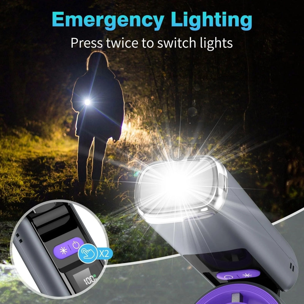 Portable Turbo Hand Fan – 5 Speed, 4000mAh, Flashlight