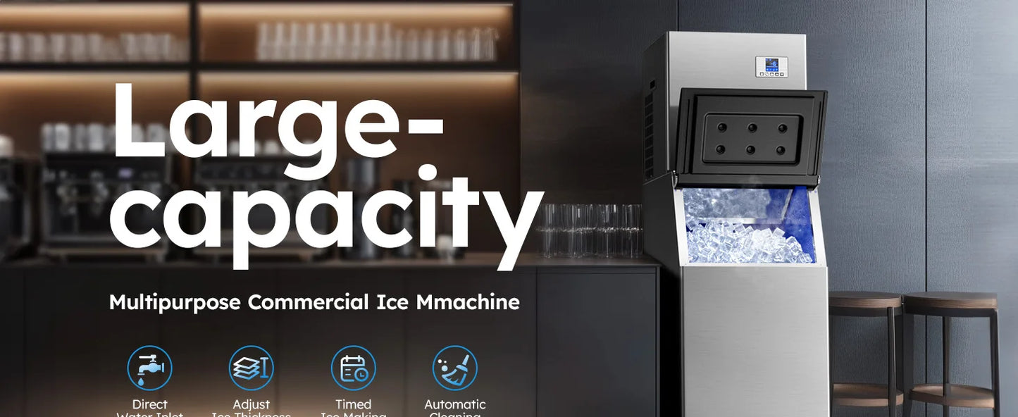 Commercial Ice Maker Machine 680LBS/24H, 560LBS Storage Bin, Commercial Ice Machine with Self- Cleaning Industrial Ice Machine
