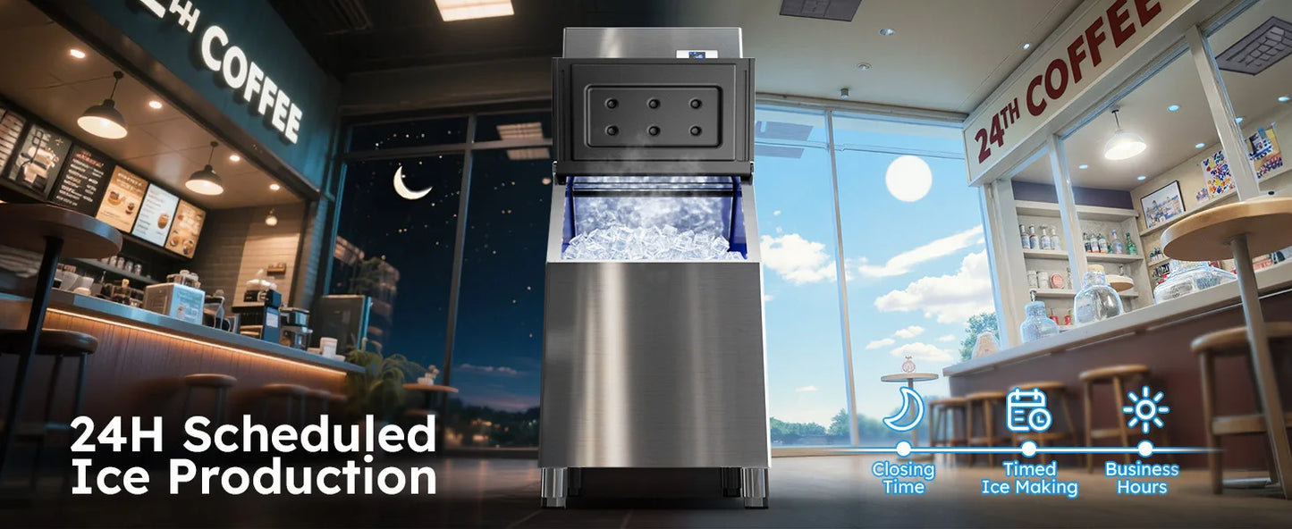 Commercial Ice Maker Machine 680LBS/24H, 560LBS Storage Bin, Commercial Ice Machine with Self- Cleaning Industrial Ice Machine