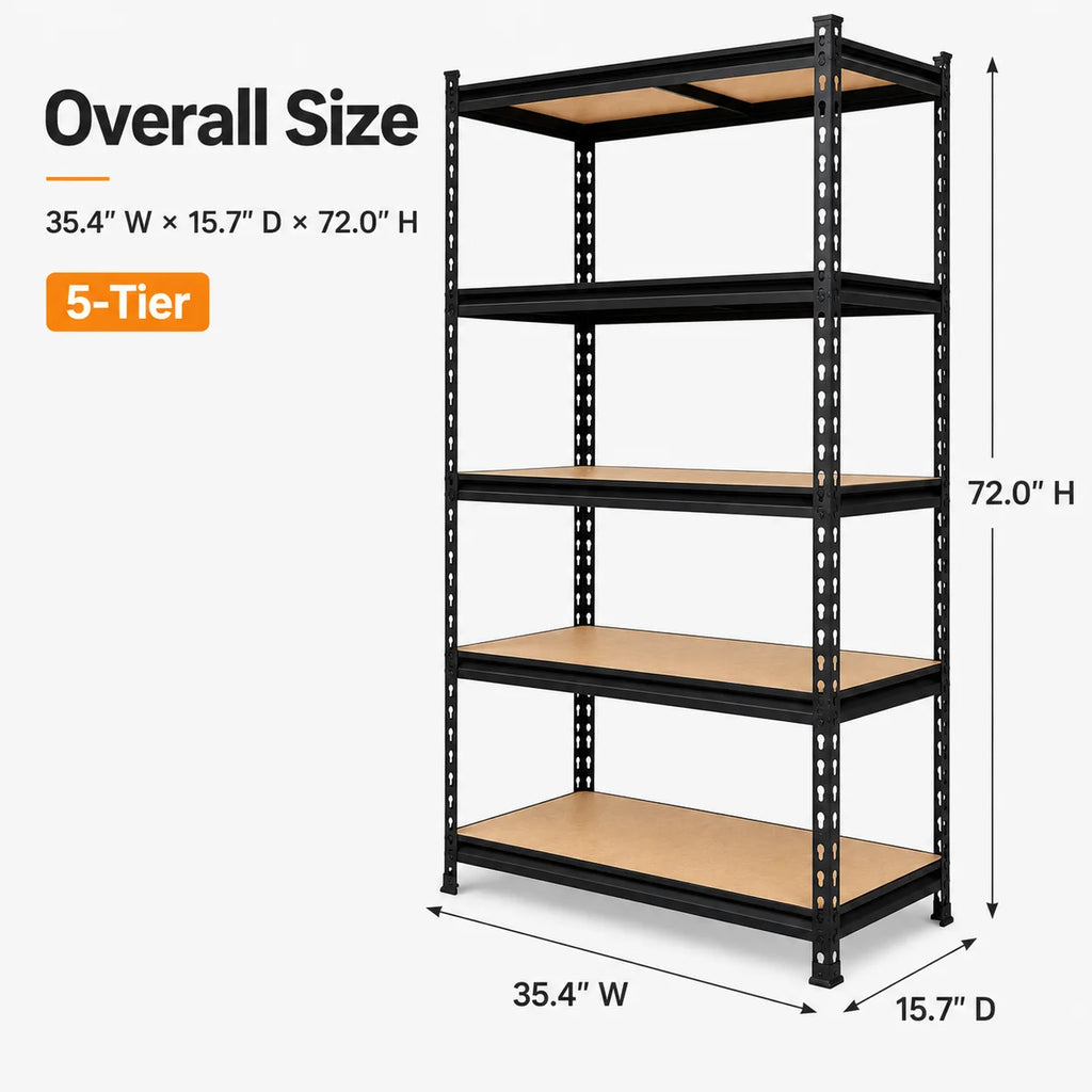 5-Tier Heavy Duty Metal Shelving Unit – Adjustable