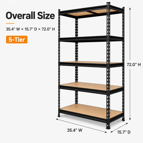 5-Tier Heavy Duty Metal Shelving Unit – Adjustable