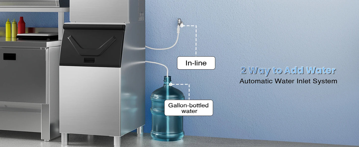Commercial Ice Maker Machine 680LBS/24H, 560LBS Storage Bin, Commercial Ice Machine with Self- Cleaning Industrial Ice Machine