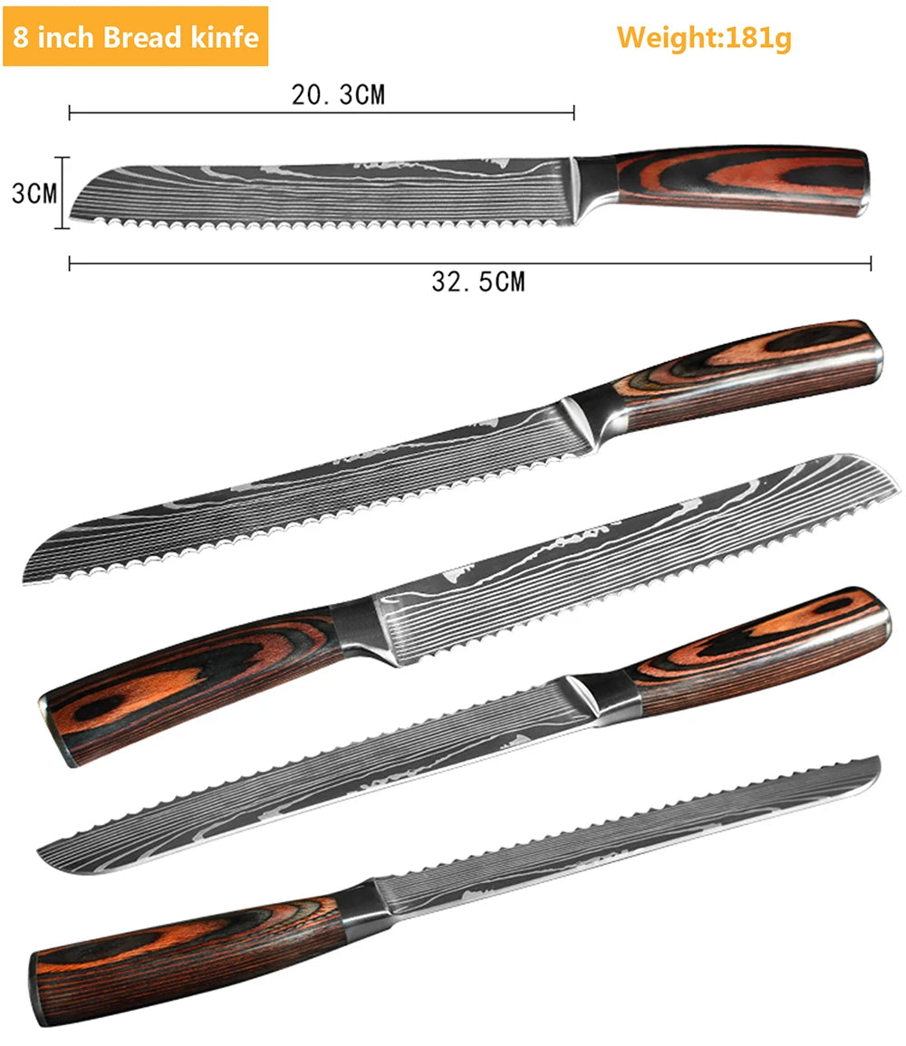 Professiona Japanese Chef Knife Kitchen Knives Santoku Slicing Utility Bread Meat Cleaver Butcher Stainless Steel Cooking Knife