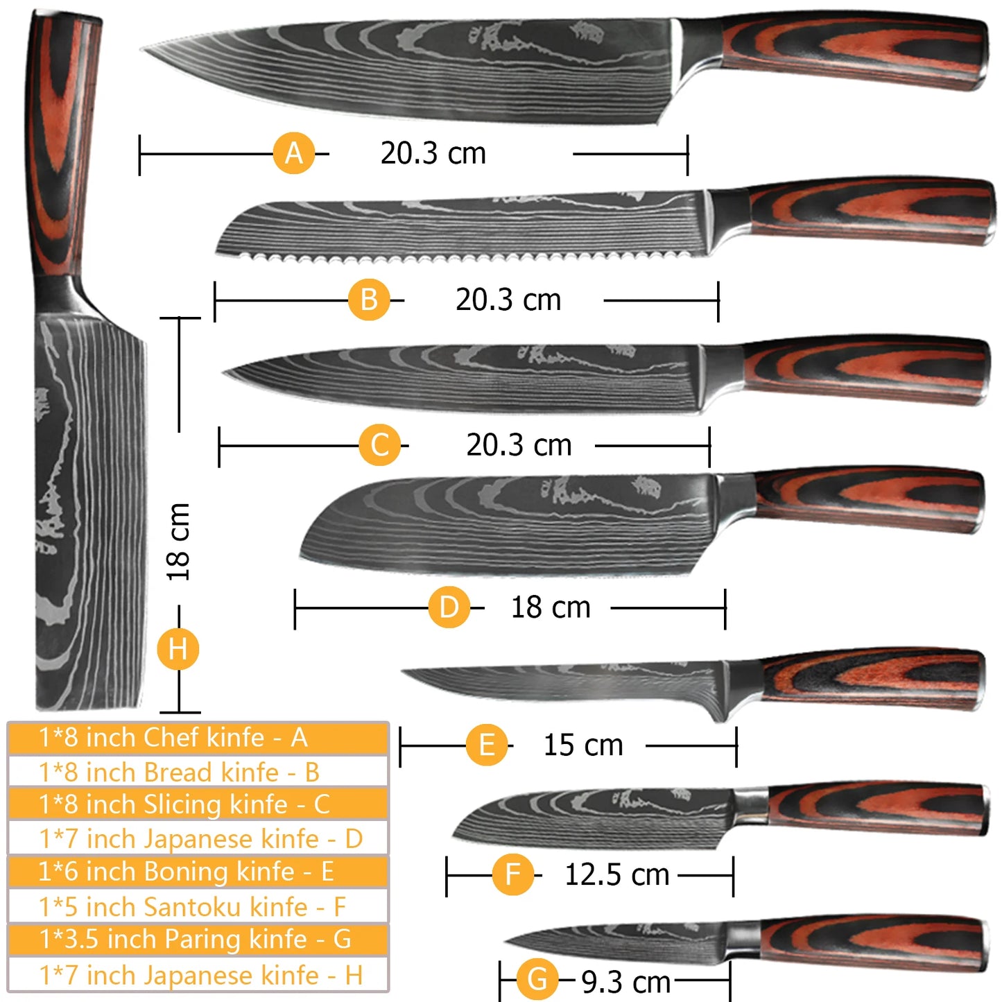 Professiona Japanese Chef Knife Kitchen Knives Santoku Slicing Utility Bread Meat Cleaver Butcher Stainless Steel Cooking Knife