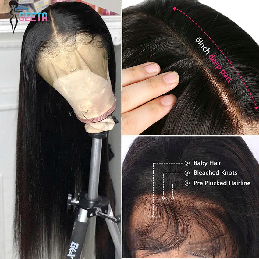 HD Lace Frontal Wig 30" Bone Straight