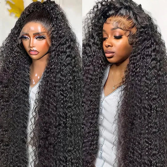 30 40 46 Inch Curly Wigs Transparent 13x6 HD Lace Frontal Human Hair Wig 250 Density 13x4 Deep Wave Frontal Wig For Women 5x5