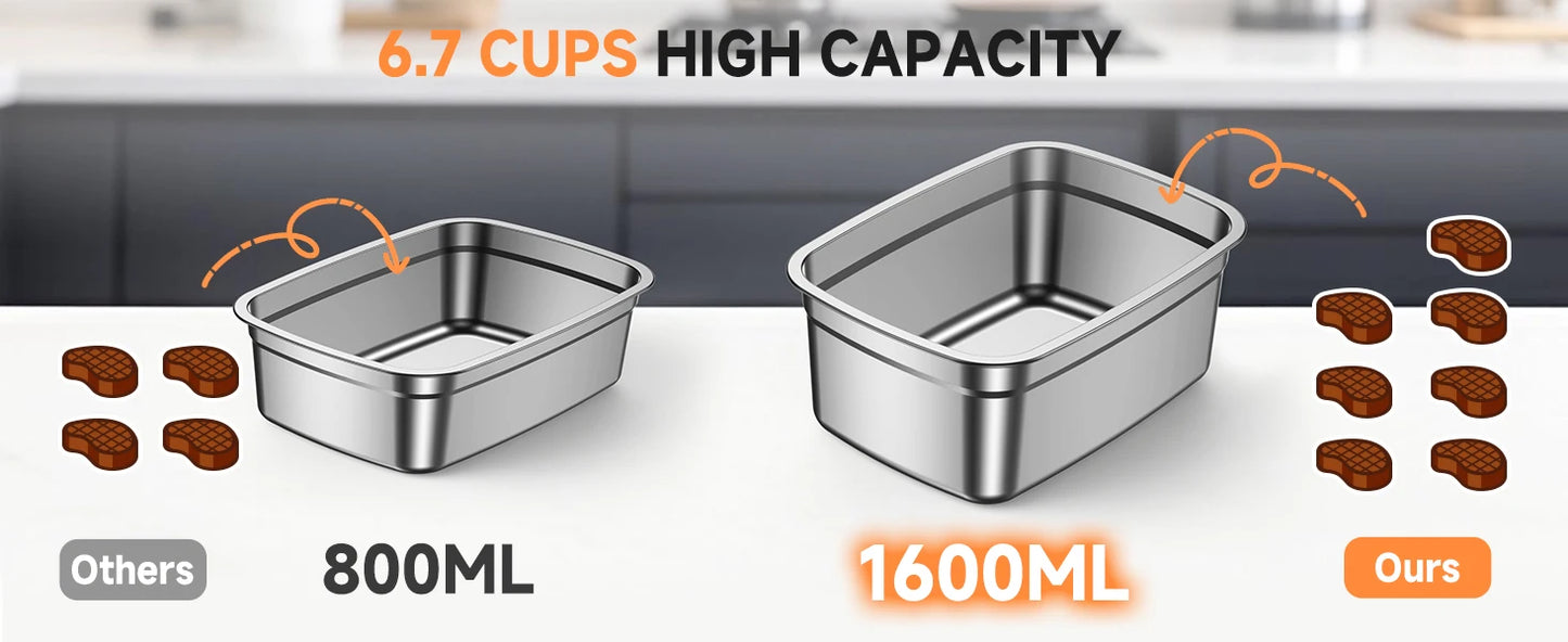 Cordless Electric Lunch Box,1.6L 24000mAh Rechargeable Heated Lunch Box with Ice Crystal Box,24 Hours Self Heating Lunchbox