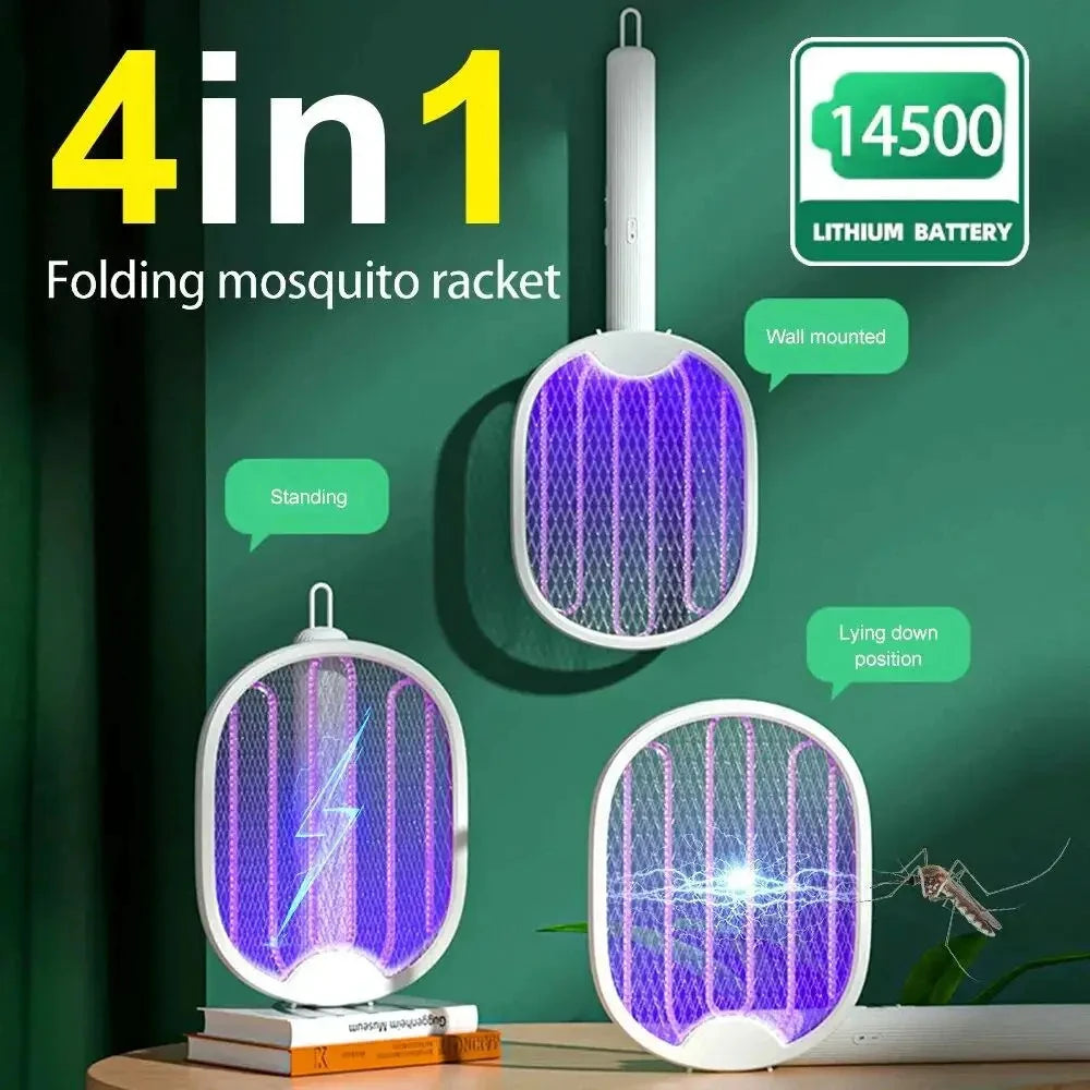 Foldable Electric Bug Zapper Racket – 3000V, USB Rechargeable