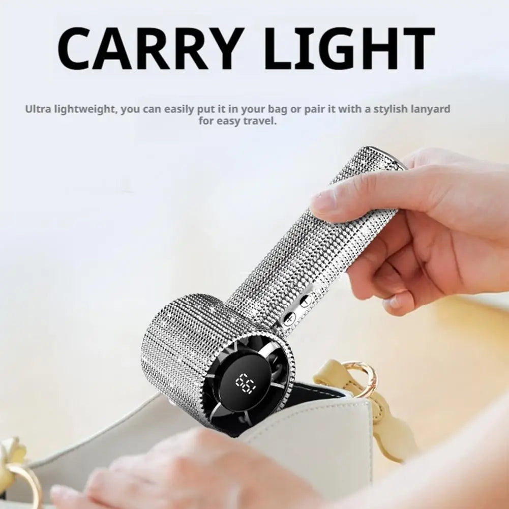 New Diamond Handheld Small Fan 199 gears adjustment Portable Handheld Turbo Fan Luxury Modes Digital Display Electric Fan
