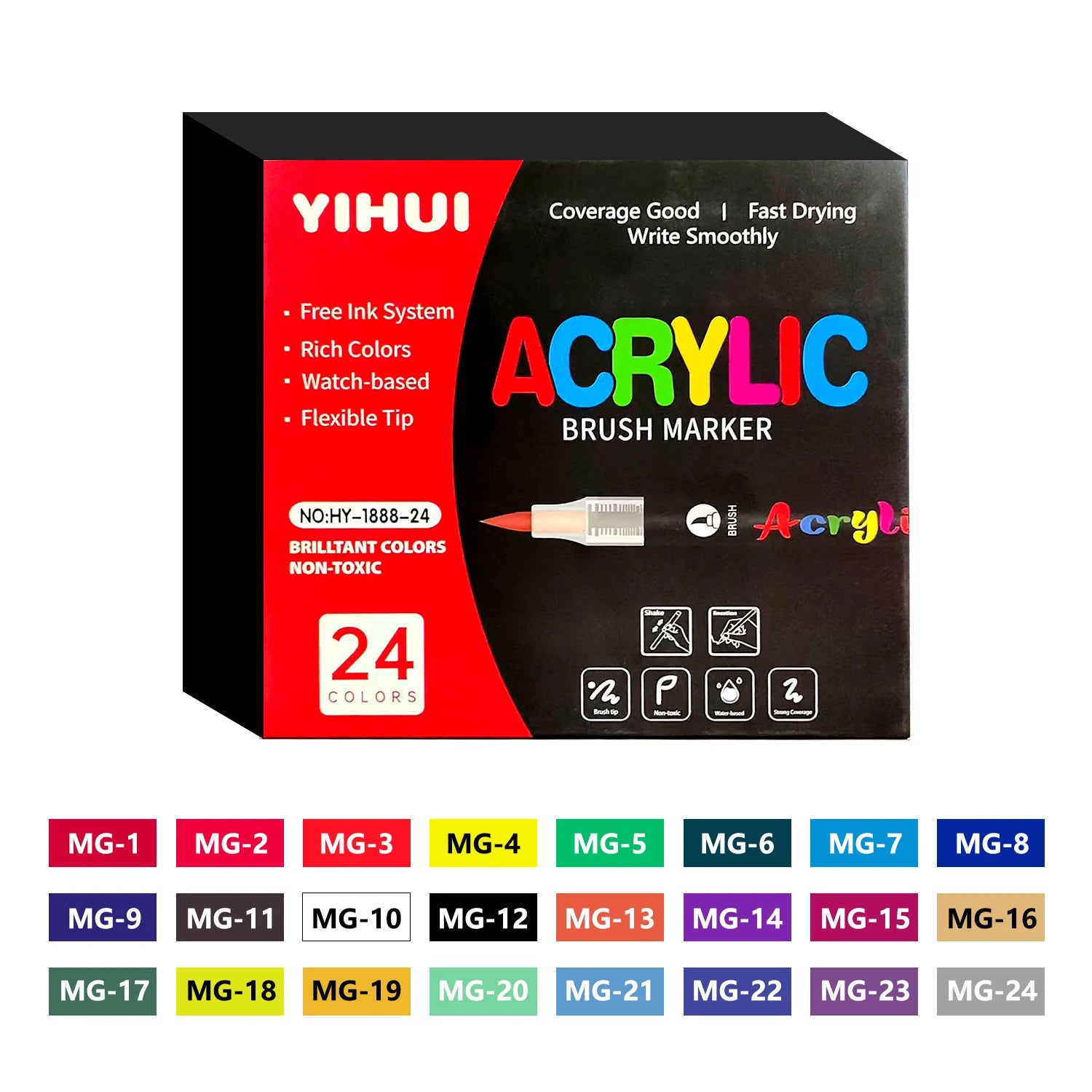 Acrylic Paint Pens – Brush Tip, 12-60 Colors, DIY Crafts