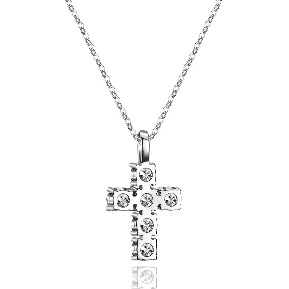 Serenity 3ct D Moissanite Cross Necklace Women Men Gift S925 Sterling Silver Jesus Pendant Necklace Chain Wedding Bridal Jewelry