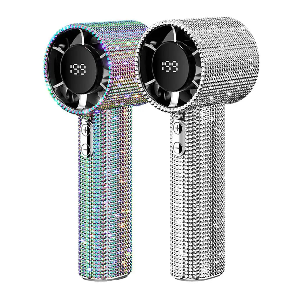 New Diamond Handheld Small Fan 199 gears adjustment Portable Handheld Turbo Fan Luxury Modes Digital Display Electric Fan