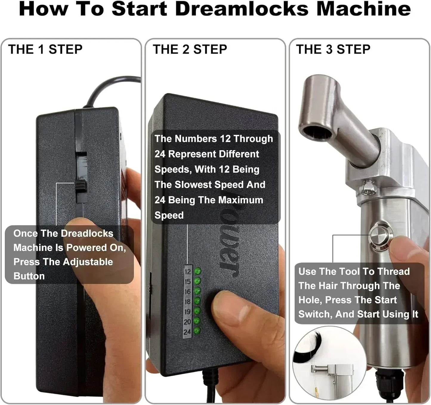 Dreadlocks Machine with 6 Replacement Head,Dreadlock Maker Machine,Electric Dreadlock Maker for Loc,Can Be Directly Work on Head