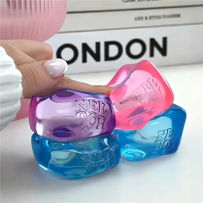 Needoh Mini Nice Ice Cube Squishy Toys  Baby 4 Pack Slow Rebound Stress Relief Sensory Fidget Non-toxic Balls for Kids Adults