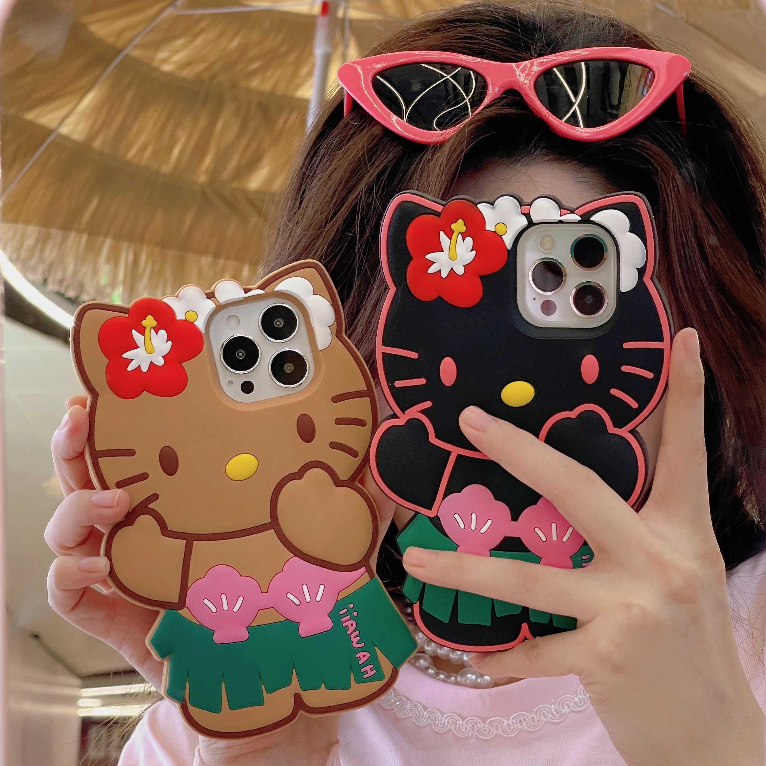 Kawaii Hello Kitty Hawaiian Silicone iPhone Case