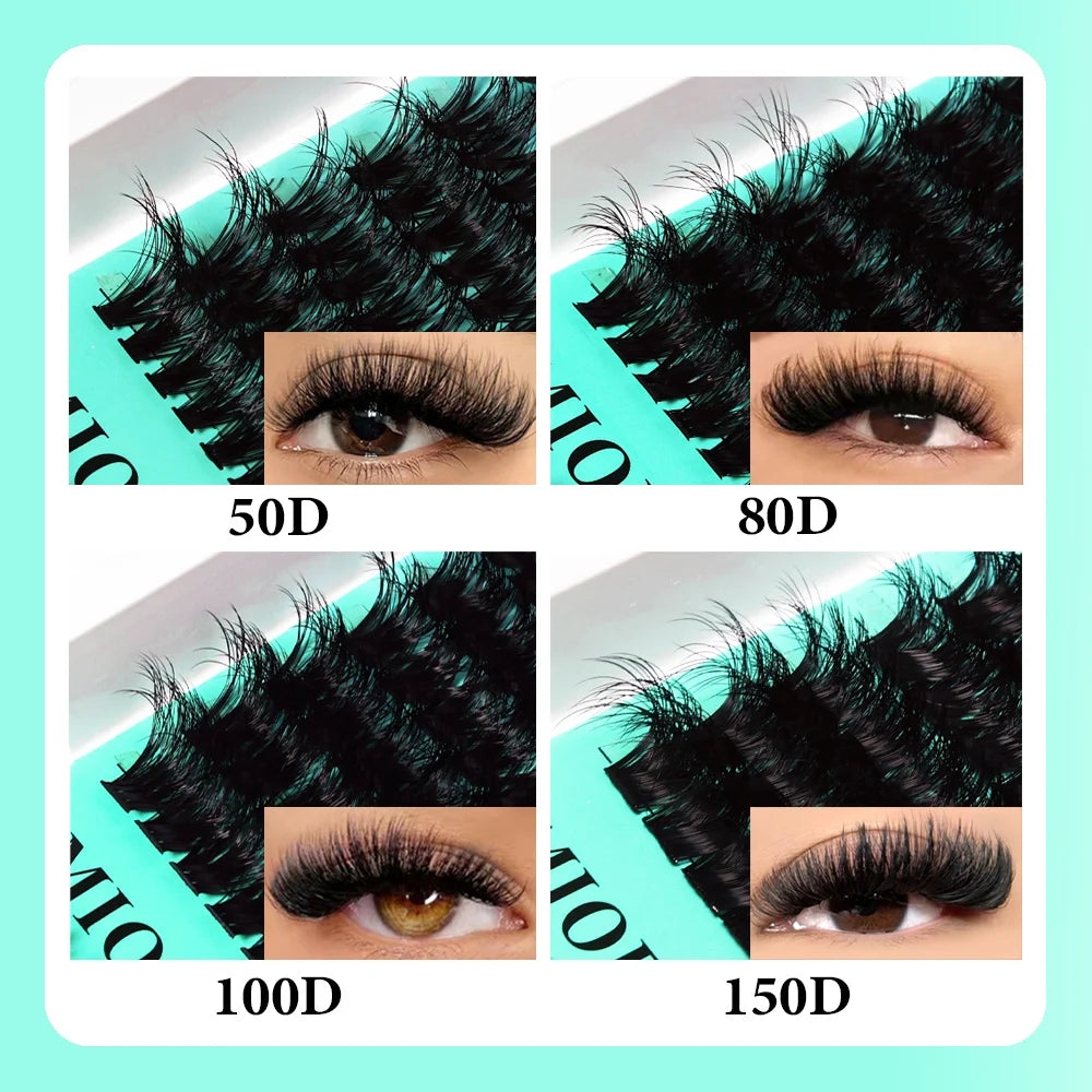 MIOFIA Wispy Thick Lashes Cluster 50D 80D 100D 150D Natural Fluffy False Eyelash Extension Cat Eye Lashes Mixed Tray Makeup