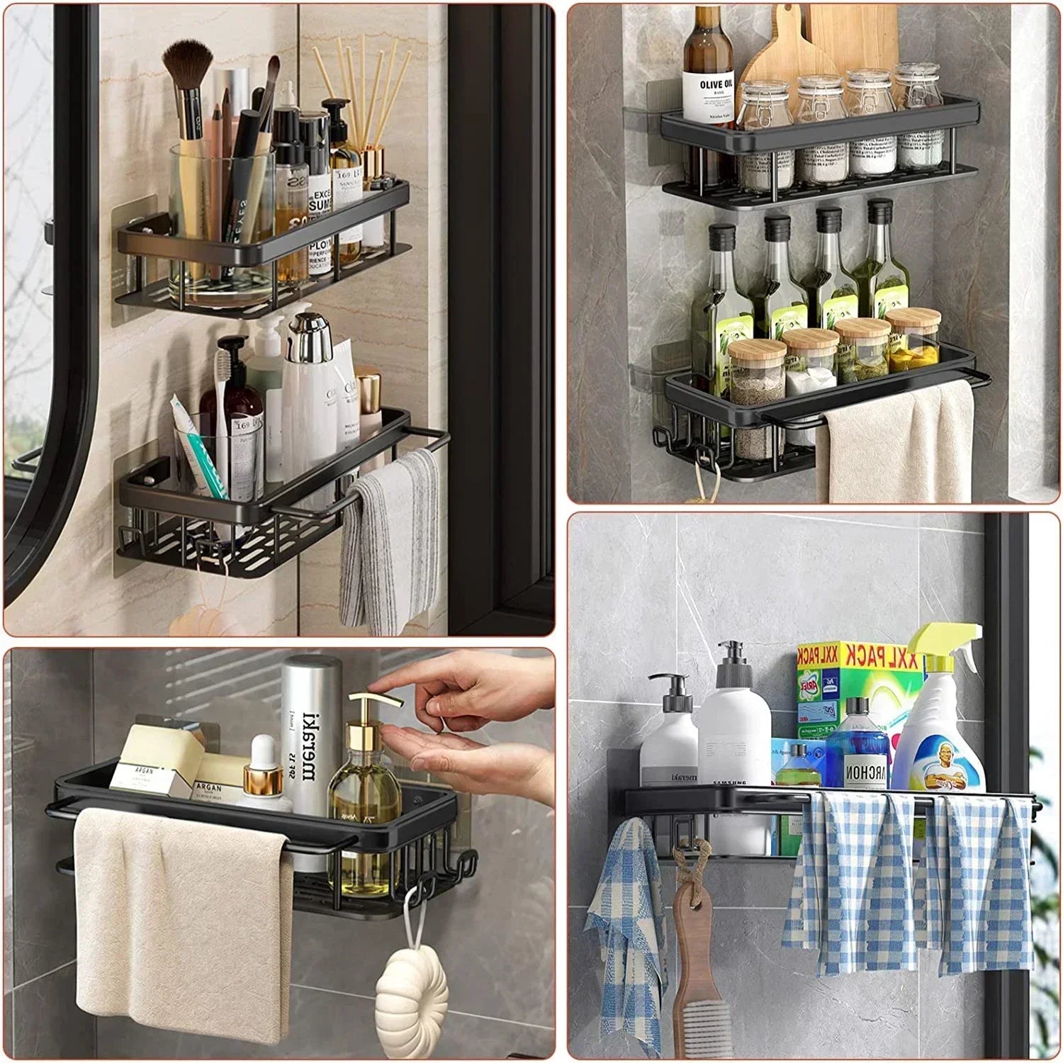 Aluminum No-Drill Shower Shelf
