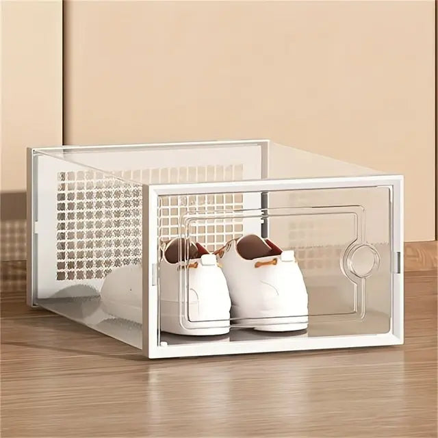6/12pcs Transparent Shoe Boxes Stackable Shoe Cases Storage Plastic Shoes Box Dustproof Sneaker Boxes Shoes Furniture Organiz