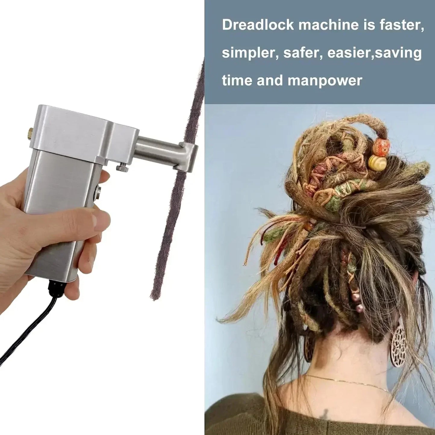 Dreadlocks Machine with 6 Replacement Head,Dreadlock Maker Machine,Electric Dreadlock Maker for Loc,Can Be Directly Work on Head