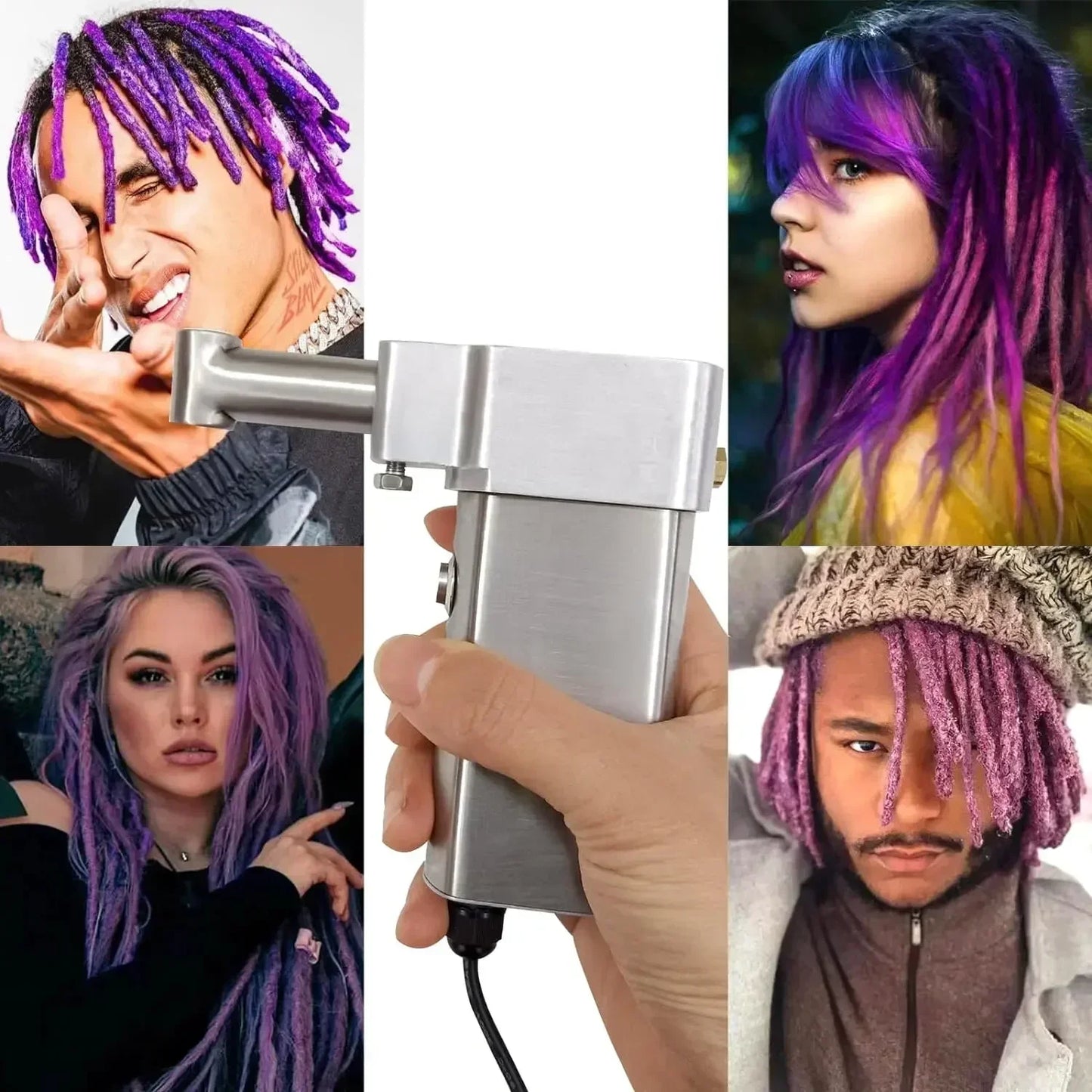 Dreadlocks Machine with 6 Replacement Head,Dreadlock Maker Machine,Electric Dreadlock Maker for Loc,Can Be Directly Work on Head