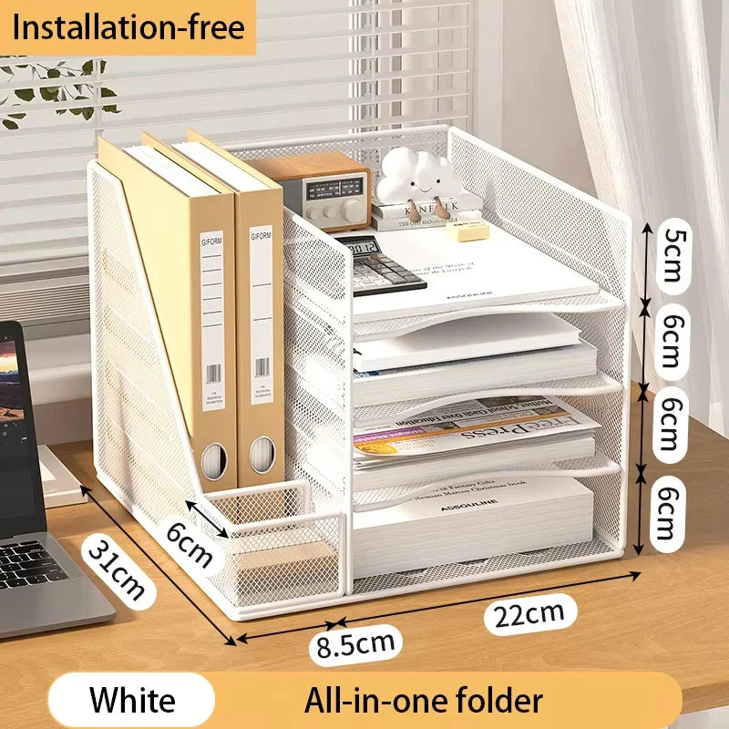 3-Tier Mesh Desk File Organizer