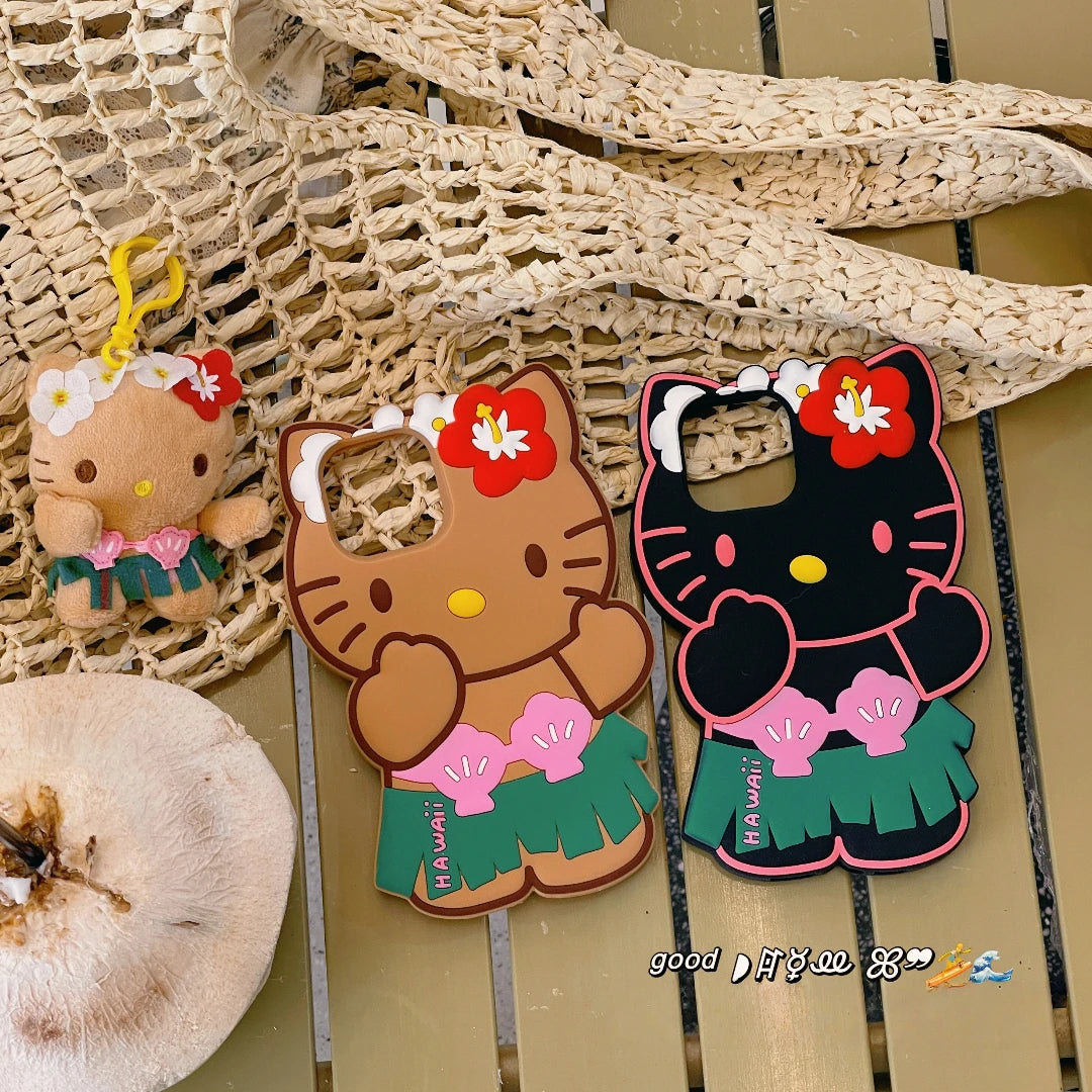Kawaii Hello Kitty Hawaiian Silicone iPhone Case