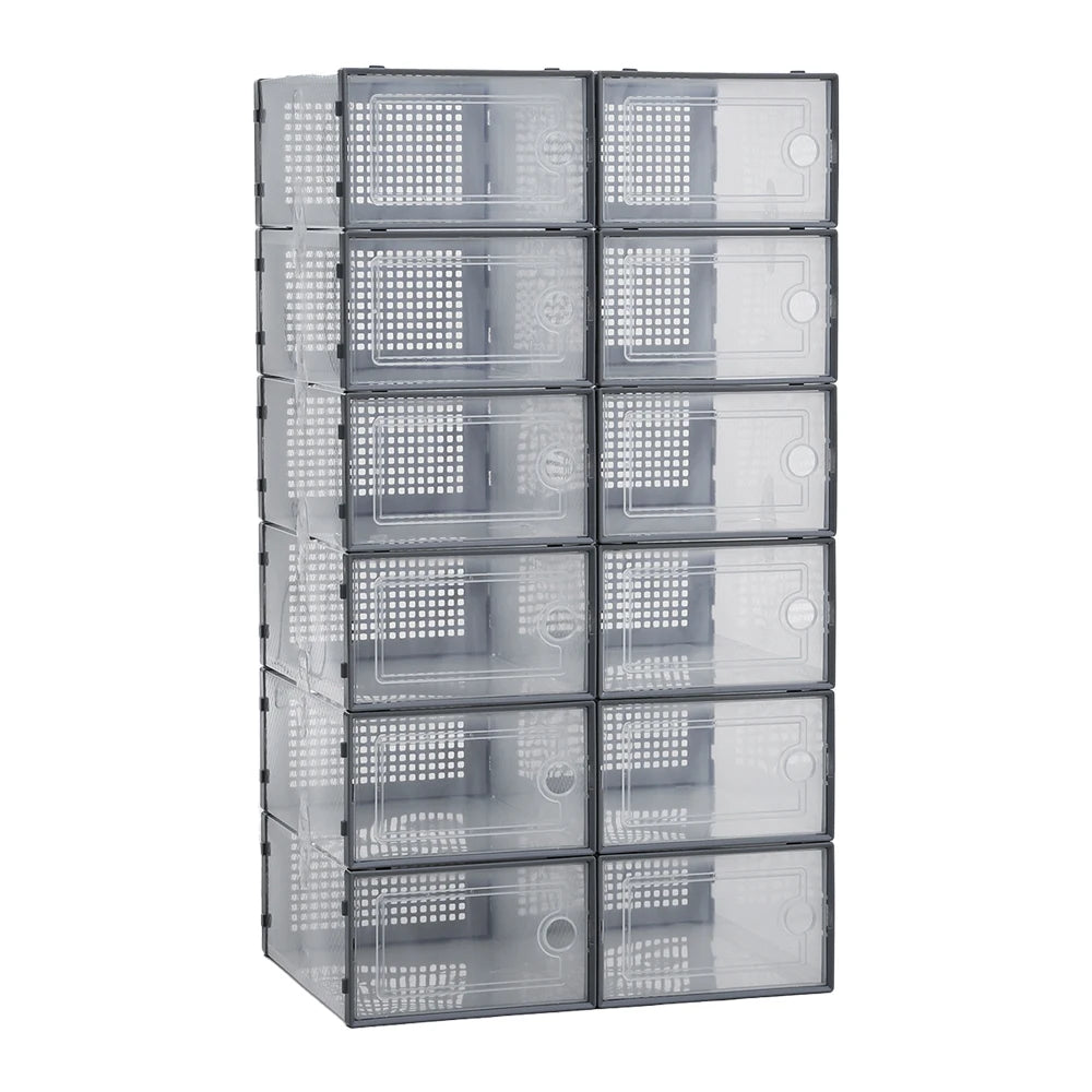 12-Tier Stackable Clear Shoe Storage Rack