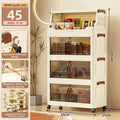 3/4-Tier Rolling Storage Cabinet – Flip Top & Clear Doors