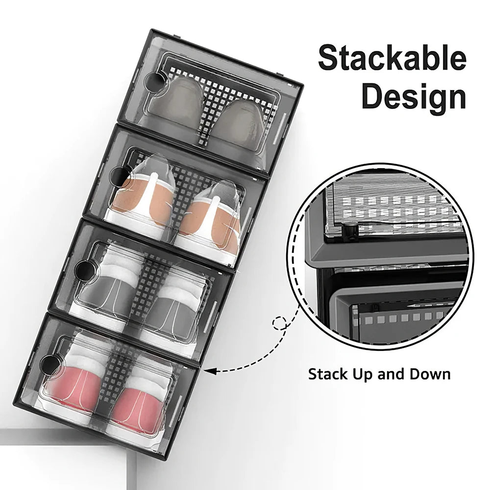 12-Tier Stackable Clear Shoe Storage Rack