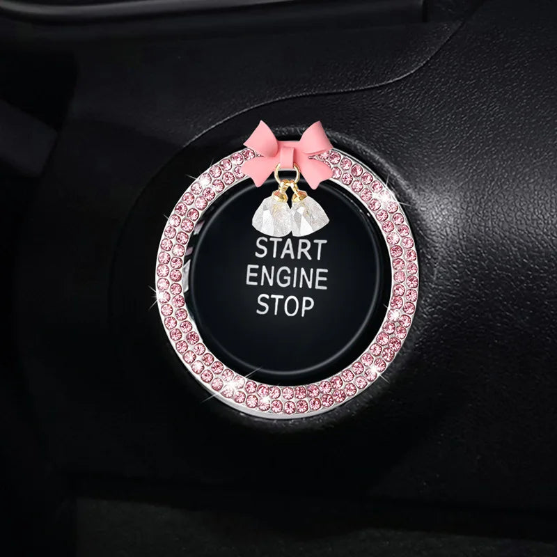 Rhinestone Bow Car Start Button Cover