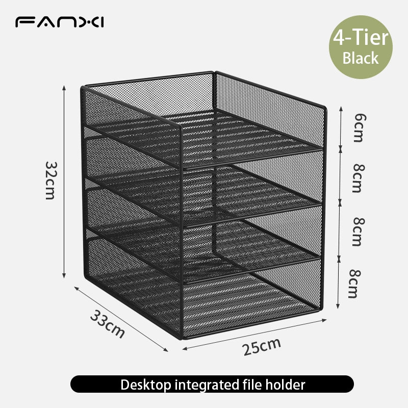 3-Tier Mesh Desk File Organizer