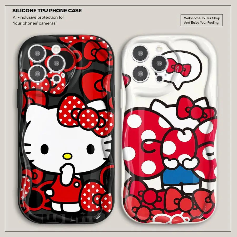 Cute Sanrio Hello Kitty Case for iPhone 17 Air 14 12 Mini 11 15 Plus 16 Pro Max 16e 13 XS X Soft Phone Cover