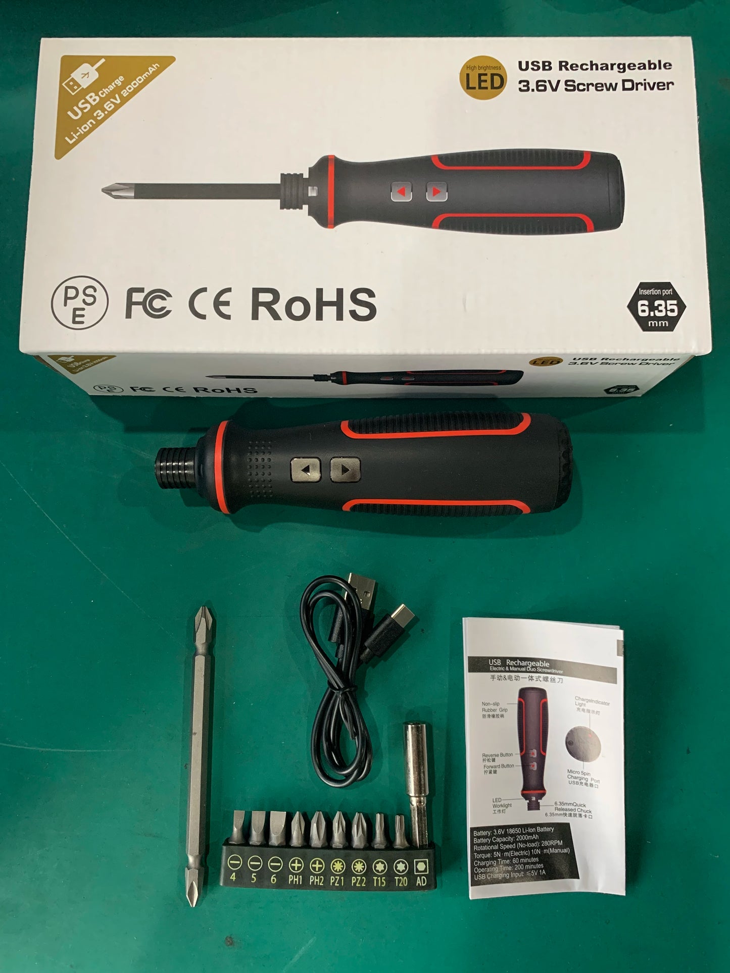 Maizhe USB Rechargeable 3.6V Electric Screwdriver With LED Light Cordless Mini Power Tools Multipurpose For DIY Household