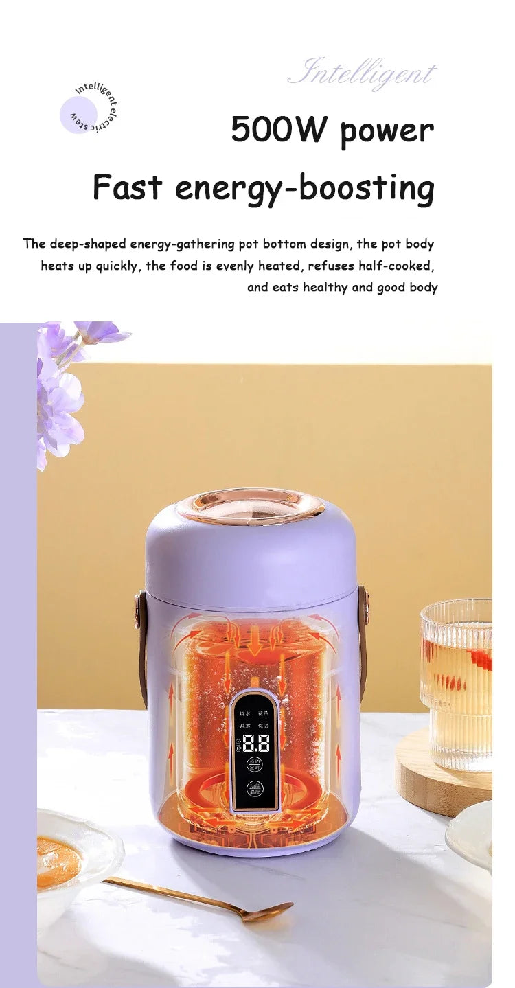 Smart Electric Stew Pot Portable Soup Insulation Bucket Rice Noodles Porridge Stew Skillet Cup Heater Boiler Lunch Box Office