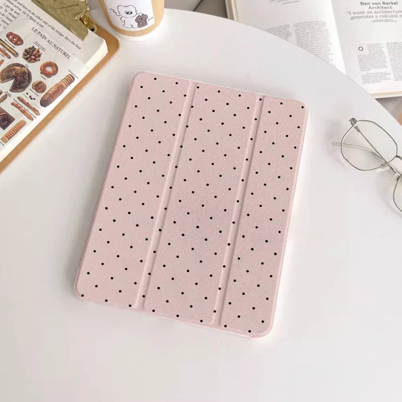Black Polka Dots iPad Trifold Case – Multi-Model