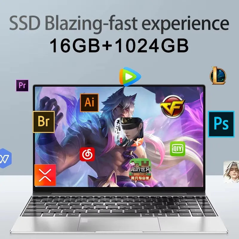 Ultra Slim 14.1" Laptop – 16GB RAM, 2TB SSD, Windows 11
