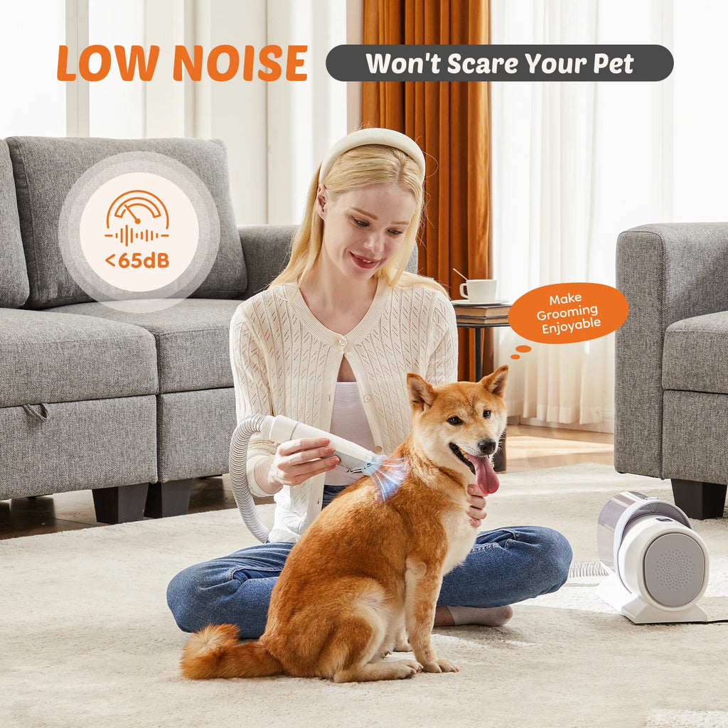 Pet Grooming Vacuum Kit with Clippers