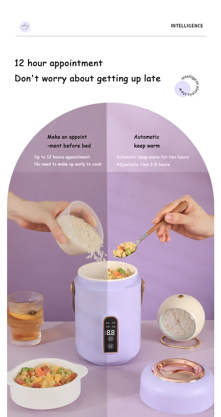 Smart Electric Stew Pot Portable Soup Insulation Bucket Rice Noodles Porridge Stew Skillet Cup Heater Boiler Lunch Box Office