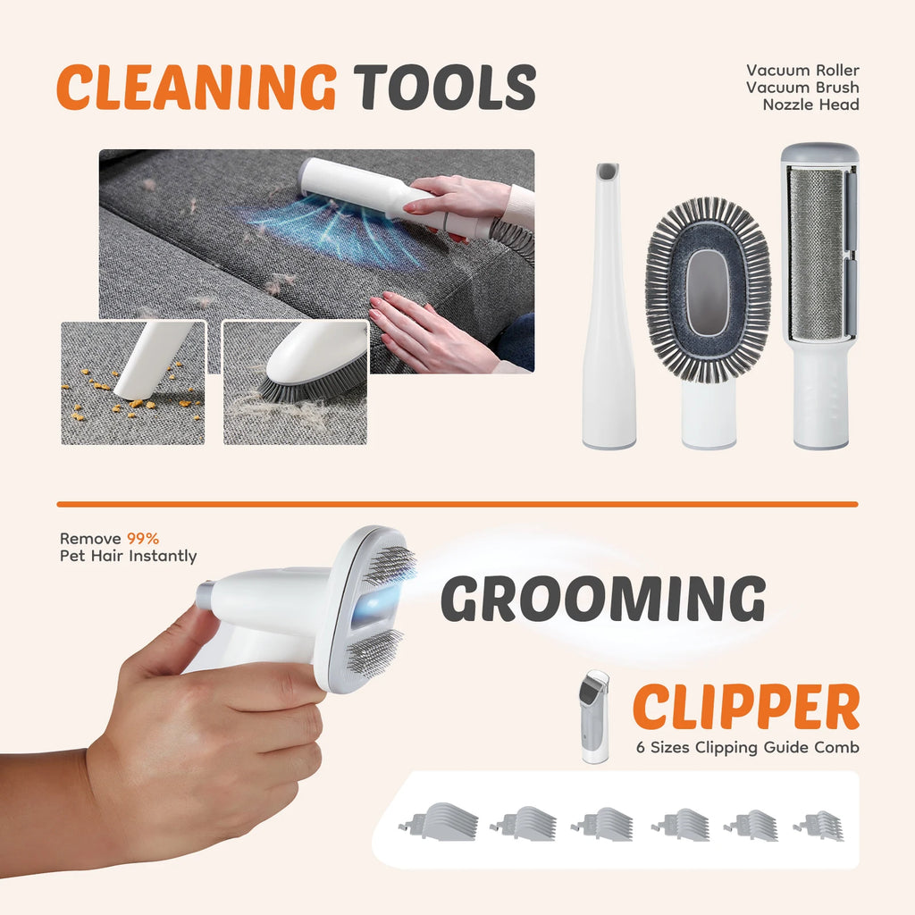 Pet Grooming Vacuum Kit with Clippers