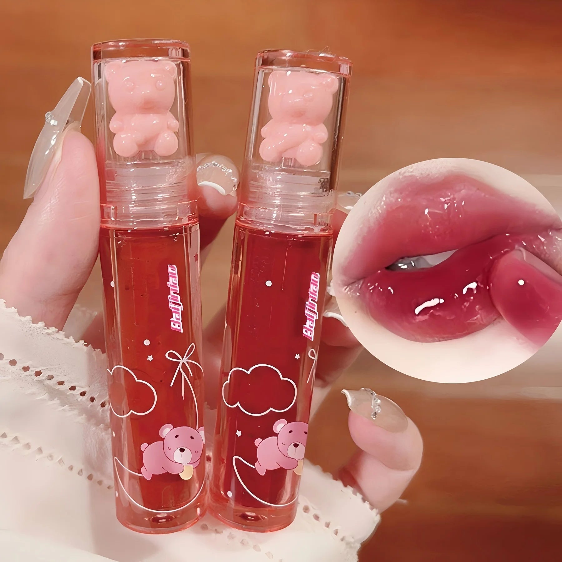 Cute Bear Mirror Gloss Lip Glaze – 6 Colors