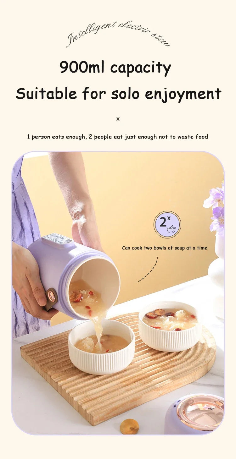 Smart Electric Stew Pot Portable Soup Insulation Bucket Rice Noodles Porridge Stew Skillet Cup Heater Boiler Lunch Box Office