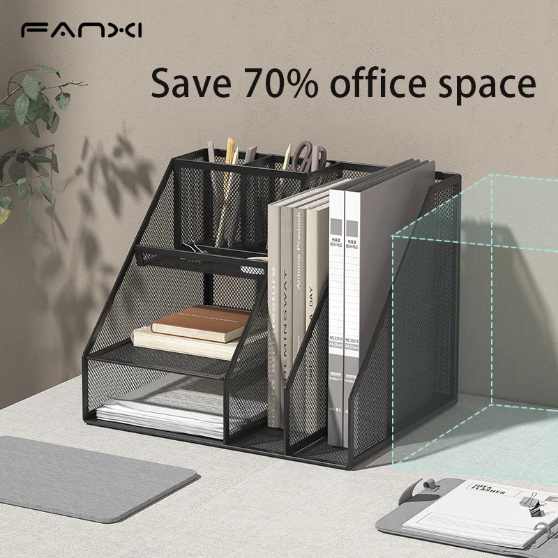 3-Tier Mesh Desk File Organizer