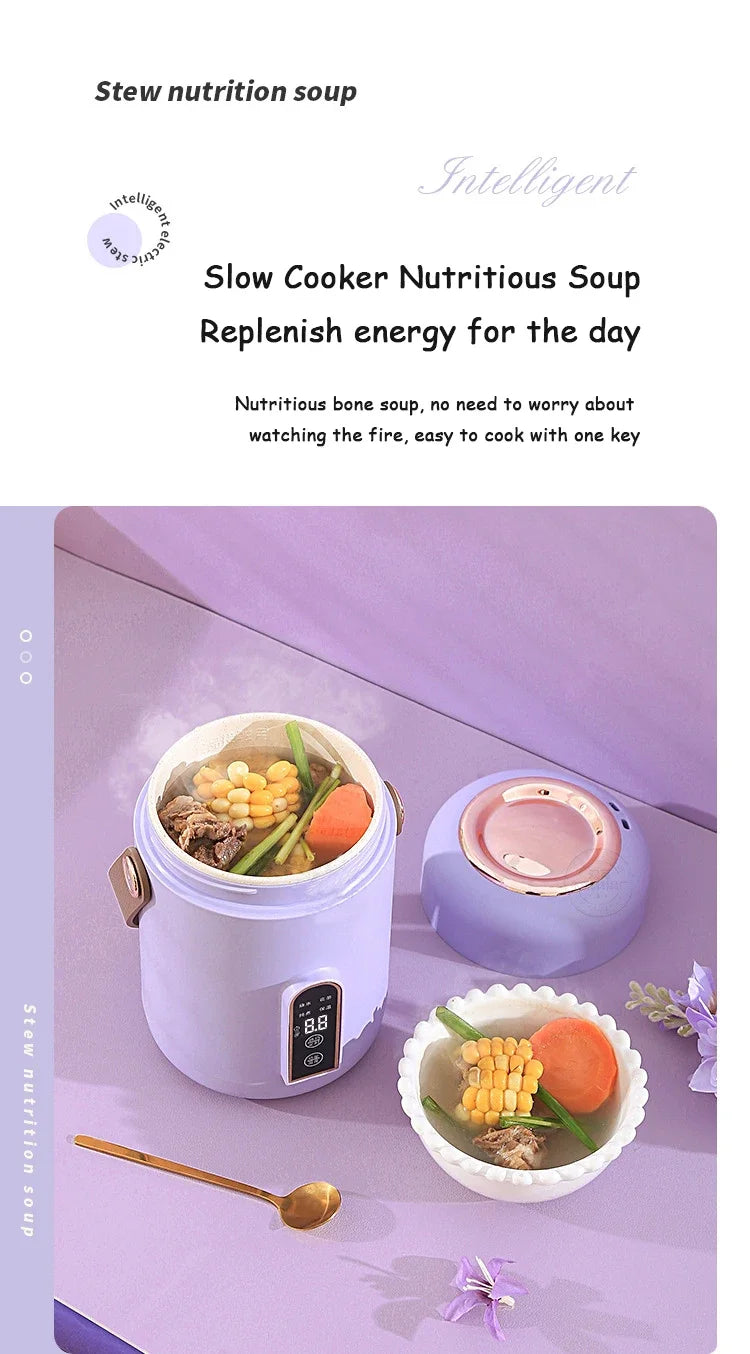 Smart Electric Stew Pot Portable Soup Insulation Bucket Rice Noodles Porridge Stew Skillet Cup Heater Boiler Lunch Box Office